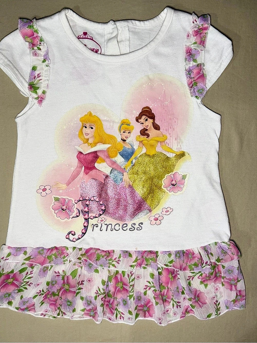 Disney Princess Floral Ruffle Tunic Top Girls 6